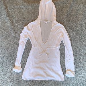 White V-neck beach coverup